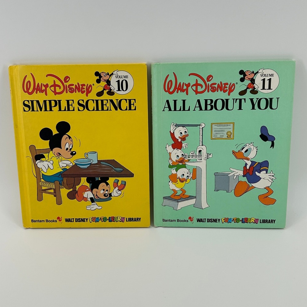 Vintage 1983 Walt Disney Fun-To-Learn Library Books Vol 10 11 Science Human Body
